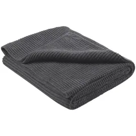 Wometo Strickdecke 140x190-60% recycelt Oeko-Tex®, dunkelgrau melierte Kuscheldecke