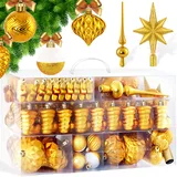 Kesser KESSER® Weihnachtskugeln 101-teiliges Set mit Baumspitze Christbaumkugeln Kunststoff Bruchsicher mit Plastik Weihnachtsbaumkugeln Box Weihnachtsbaum Weihnachtsdeko Deko & Christbaumschmuck