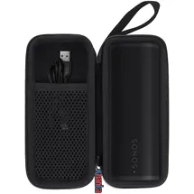 Khanka Hartschalenhülle kompatibel mit Sonos Roam 2 / Sonos Roam/Sonos Roam SL, tragbarer, wasserdichter Bluetooth-Lautsprecher, Schwarz, nur Hülle