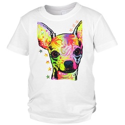 Tini - Shirts Print-Shirt Chihuahua Kinder Tshirt buntes Hundemotiv Kindershirt : Chihuahua weiß L = 146-152