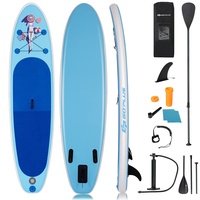 DREAMADE SUP Board Set, Surfboard Set Aufblasbar, Stand Up Paddle Board, SUP Paddlebrett mit Luftpumpe und Komplettes Zubehöre (Nixe-Blau)