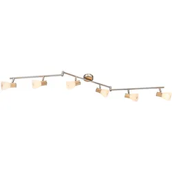 Decken Lampe Schlaf Gäste Zimmer Glas Spot Licht-Schiene Holz Leuchte verstellbar