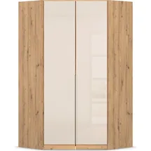 otto home Eckkleiderschrank OTTO HOME "Kleiderschrank Schrank Ankleidezimmer Schlafzimmer Garderobe AGORDO", eiche artisan, glas beige (champagner), B:117cm H:210cm T:117cm, Holzwerkstoff, Schränke, Eckkleiderschrank, mit Glastüren, voll ausgestattet mit viel