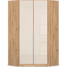 otto home Eckkleiderschrank OTTO HOME "Kleiderschrank Schrank Ankleidezimmer Schlafzimmer Garderobe AGORDO", eiche artisan, glas beige (champagner), B:117cm H:210cm T:117cm, Holzwerkstoff, Schränke, Eckkleiderschrank, mit Glastüren, voll ausgestattet mit viel