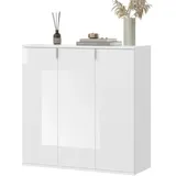 inn.furn Kommode Weiß, Hochglanz, 91 cm, mit 10 Fächern SystemX