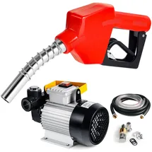 Wiltec Dieselpumpe Heizölpumpe selbstansaugend Pumpe mit Automatischer Pistole, Kraftstoffpumpe, Absaugpumpe