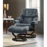Stressless Relaxsessel "Reno", blau (atlantic blau batick), B:79cm H:98cm T:75cm, Leder BATICK: BATICK ist ein leicht korrigiertes, durchgefärbtes und genarbtes Möbelleder, bei dem die meisten Unebenheiten und Spuren in der Regel entfernt wurden.
