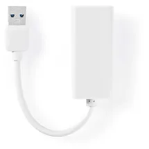 Nedis USB-Adapter | USB 3.2 Gen 1 | USB-A Stecker RJ45 Buchse 1 Gbps 0.20 m | Rund | Vernickelt | ABS | Weiss | Box