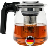 NORDIC SCHILLER Premium Teekanne Glas, Hitzebeständig Glaskanne mit Deckel 1,5 Liter Teekanne mit Siebeinsatz Teekanne Thermo mit Edelstahl Filter Sieb, Tea Maker, Teekanne mit Sieb Tee Kanne Aus Glas