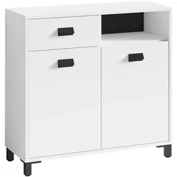 Badkommode BYLIVING "Wellness", weiß, B:80,5cm H:77,5cm T:31cm, Sideboards, 80cm Badezimmer Kommode mit Metallgriffen und viel Stauraum