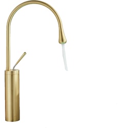 KLARWERK Lydia | Hotel Gastro Gold Badarmatur | Edelstahl Wasserhahn Für hohe Waschbecken |Mischbatterie 2 Anschlüsse | Hochdruck Armatur hoch |Badezimmer