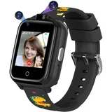 4G Smartwatch Kinder mit Videoanruf, Kinder Smartwatch mit GPS, Smart Watch Kinder Uhr Anrufen SOS Schulmodus Spiele Wecker, Geschenke für Mädche... - Schwarz