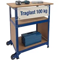 Relaxdays Werkbank, mit Rollen, HBT: 69,5x72,5x50 cm, höhenverstellbar, Werktisch mit Lochwand, Stahl & MDF, blau