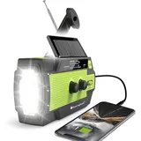 Greadio Notfallradio mit Solar & Kurbel, Ideal für Notfälle & Outdoor Radio (AM/FM-Radio + 7 NOAA-Wetterwarnkanäle, 4000mAh, AM/FM/NOAA, Taschenlampe & SOS) grün 16 cm x 7.8 cm x 4.6 cm