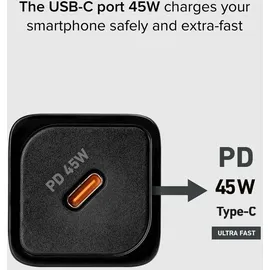SBS USB-C Ladegerät GaN, kompakt und leistungsstark, EU-Stecker, ideal für Android-Smartphones, iPhone, Tablets, MacBook
