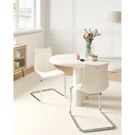 Beliani Esszimmerstuhl 2er Set Cremeweiß