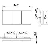 Keuco Royal Modular 2.0 DALI 1400x700x120mm, 1 SD, 1