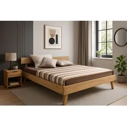 Bett 180x200 cm mit Kopfteil aus Mangoholz