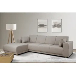 Ecksofa HOME AFFAIRE "LEMPS wahlweise Recamiere links oder rechts L-Form", beige, B:297cm H:85cm T:162cm, 100% Polyester, Sofas, incl. Zierkissen, Stellmaße 297x162 cm
