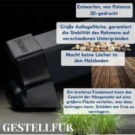 Potenza Verzinkter Tytan Gestell Outdoor Hängemattengestell XXL 360cm, 350kg I Gestell für Hängematten, Rahmen aus Stahl wetterfest Grau
