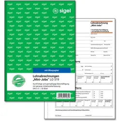 SIGEL Formularbuch Lohnabrechnung für geringfügig/kurzfristig Beschäftigte DIN A5 1x 50 Seiten