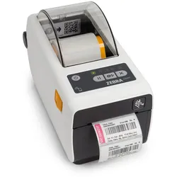 Zebra ZD411d-HC – Desktop-Etikettendrucker Ethernet (LAN), USB, USB Host / 203 dpi / mit Abrisskante, verstellbarer Sensor, Option Akkubetrieb, Desinfektionsmittelresistentes Gehäuse, Medizinisches Netzteil (IEC 60601-1) ZD4AH22-D0EE00EZ