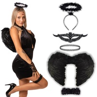 Schwarzer Engel Kostüm - Halloween Kostüm Damen - Erwachsene & Teenager Eine Größe passt allen – 2023 Trending Kostüm