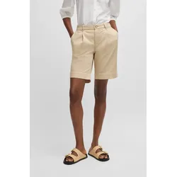 Chinoshorts BOSS ORANGE "C_Taggie1-D", Damen, Gr. 40, N-Gr, beige (open beige 287), Web, Obermaterial: 98% Baumwolle, 2% Elasthan, unifarben, Basic, regular fit, Hosen, mit BOSS Schriftzug