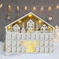 Weihnachts-Adventskalender aus Holz mit LED-Licht – Weihnachts-Adventskalender aus Holz mit 24 Schubladen, Holz-Countdown bis zum Weihnachtskalender, 24 nummerierte Schubladen für Weihnachten