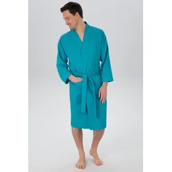 Unisex-Bademantel MY HOME "Vanessa, ideal für Sauna & Spa, Hotelbademantel, Morgenmantel" Gr. XXL, blau (türkis), XXL, Baumwolle, Hausmäntel, Taschen, Damen & Herren, Waffelpiqué, sehr leichte Qualität, S-3XL