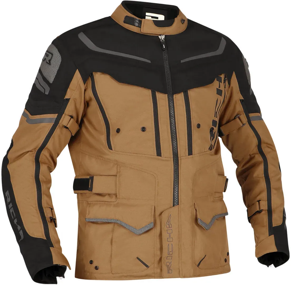 Richa Infinity 2 Adventure waterdichte motorfiets textiel jas, zwart-bruin, 4XL Voorman