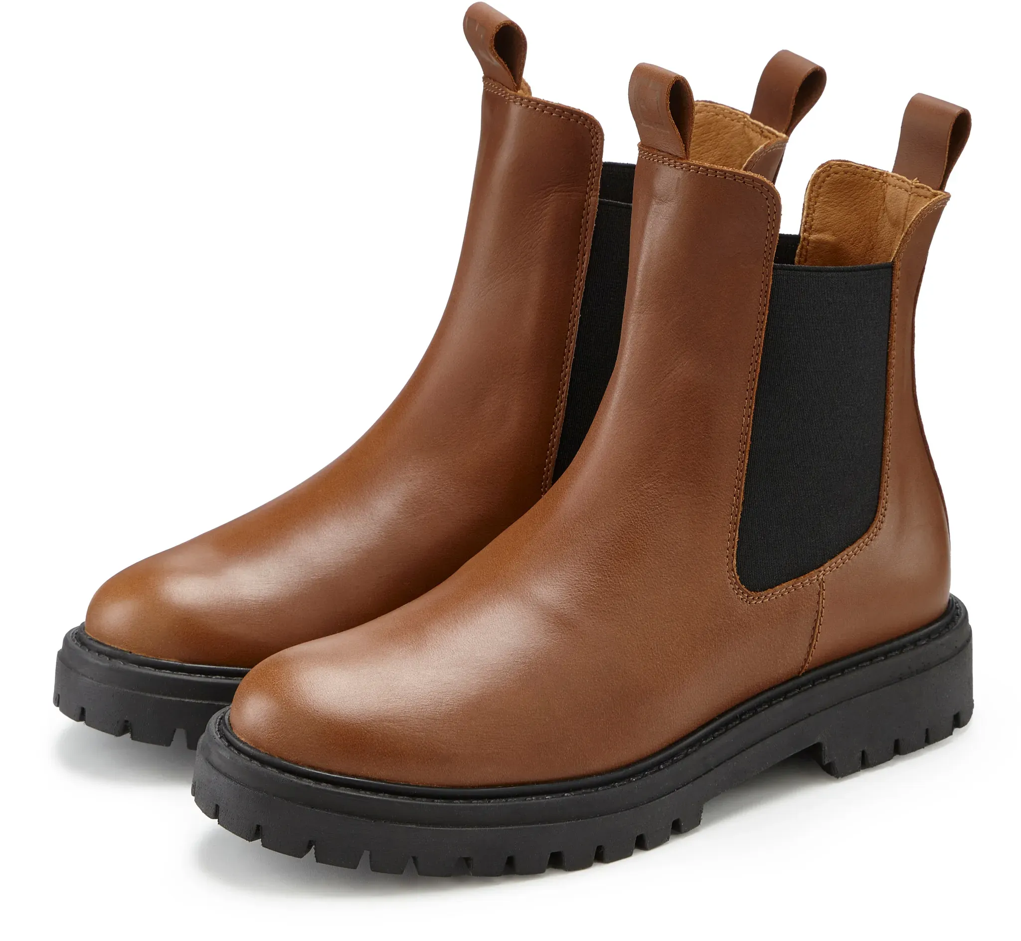 Stiefelette ELBSAND, Damen, Gr. 37, schwarz (camel, schwarz), Obermaterial: 100% Rindsleder. Decksohle: 100% Synthetik. Futter: 100% Synthetik. Laufsohle: 100% Synthetik, unifarben, Schuhe, Chelseaboots, Schlupfstiefel, Bikerboots aus Leder, Topseller