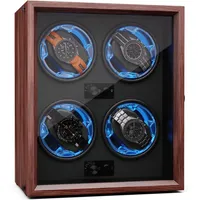 Klarstein Uhrenbeweger für Automatikuhren, Automatik-Uhrenbeweger für 4 Uhren, Automatikuhr Uhrenbeweger mit Acryl-Tür, Automatischer Uhrenbeweger, Blaue LEDs, Watch Winder mit 4 TPD Einstellungen