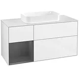 Villeroy & Boch Finion Waschtischunterschrank G701GKGF 120x60,3x50,1cm, Regal rechts Anthracite matt, Glossy white lacquer