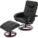 MCW Relaxsessel MCW-C46, Fernsehsessel Sessel mit Hocker, Kunstleder ~ schwarz