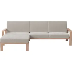 Ecksofa SIT & MORE "Kolding L-Form", beige (linen), B:264cm H:91cm T:178cm, 100% Polyester, Sofas, Armlehnen aus Buchenholz in natur, verschiedene Bezüge und Farben