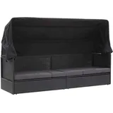 Outdoor-Sofabett mit Dach Poly-Rattan Schwarz