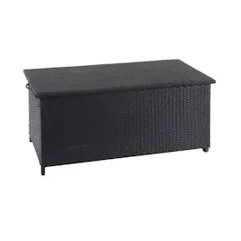 Mendler Poly-Rattan Kissenbox HWC-D88, Gartentruhe Auflagenbox Truhe Premium schwarz, 51x100x50cm 170l