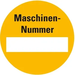 Aufkleber I Plakette Maschinen-Nummer, gelb/schwarz, Dokumentenfolie, selbstklebend, Ø 30mm, 18/Bogen