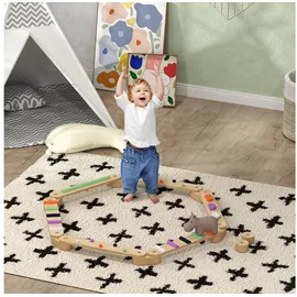 aiyaplay Balancierbalken Kinder Holz Schwebebalken mit 6 Balanciersteine