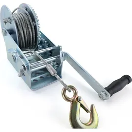 RAMROXX Profi Seilwinde Handwinde mit Drahtseil 1500 kg 10 Meter Silber