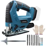LADAMI Akku-Stichsäge Kompatibel mit Makita 18V Akkus,Akku-Pendelhubstichsäge mit 12 Stichsägeblatt,7 Geschwindigkeiten,max. 45° Schrägschnitte 4-Stufen Pendelhub Stichsägen für Holz,PVC und Metall