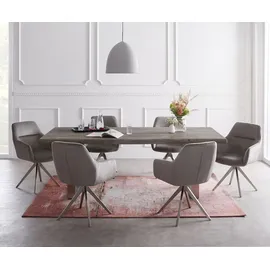 DeLife Esstisch Edge 200x100 XL Akazie Platin Edelstahl Schmal Live-Edge - Grau