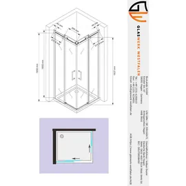 Glaszentrum Hagen Artemis Eck-Duschkabine mit Schiebetür 80 x 195 cm Duschwanne
