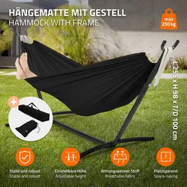 ML-Design Doppel Hängematte mit Stahlgestell, Schwarz, 2 Personen, Indoor Outdoor,
