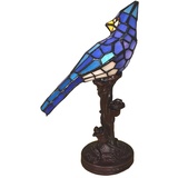 Clayre&Eef Tischleuchte 5LL-6102BL Vogel, blau Tiffany-Stil