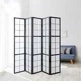 Homestyle4u Paravent Shoji in Schwarz 220x175 cm 283