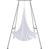 Vevor Aerial Yoga Hängematte mit Yogarahmen 6 x 2,6 m, Weiß Yoga Swing Air Fliegen, Yoga-Schaukel Hammock Swing 250 kg Max. Tragfähigkeit, inkl. Yog