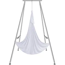 Vevor Aerial Yoga Hängematte mit Yogarahmen 6 x 2,6 m, Weiß Yoga Swing Air Fliegen, Yoga-Schaukel Hammock Swing 250 kg Max. Tragfähigkeit, inkl. Yog