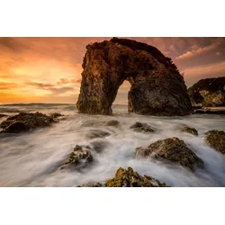 Fototapete PAPERMOON "HORSEHEAD FELSEN-STRAND KLIPPEN KÜSTE MEER OZEAN FLUSS", bunt, B:4,50m L:2,80m, Vlies, Tapeten